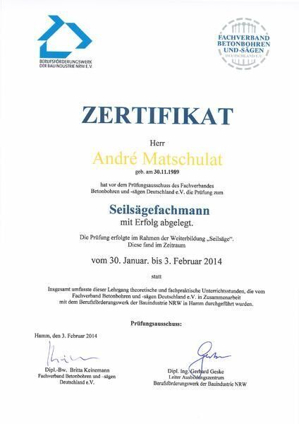 Prüfung Seilsägefachmann